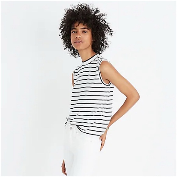 Madewell Mock Neck Striped Tank XXS - Picture 3 of 12
